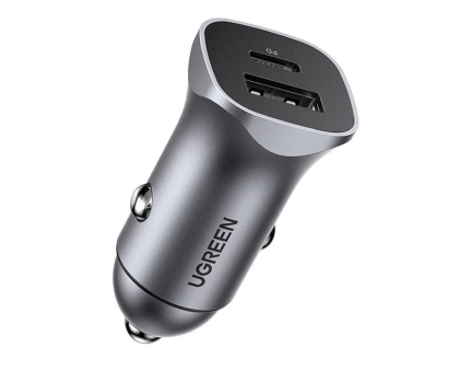 Ładowarka i akumulator UGREEN Ładowarka samochodowa CD130 USB USB-C 24W szara